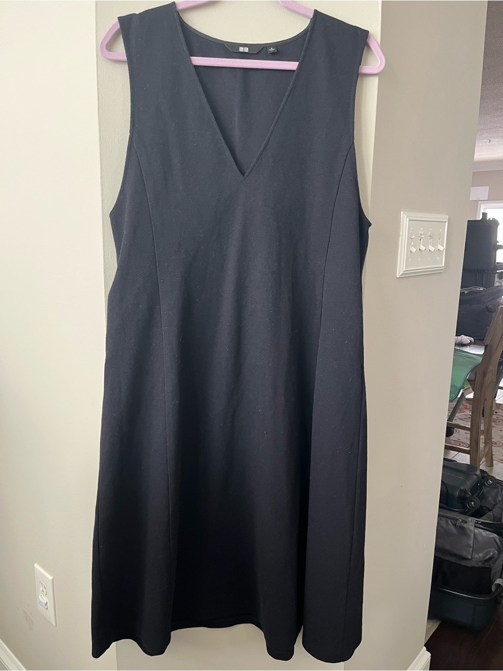 Uniqlo Navy Sleeveless V-Neck Midi Dress